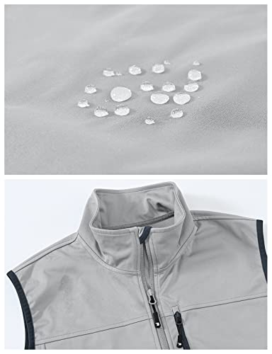 Rdruko Men's Outerwear Vest Windproof Waterproof Golf Hiking Softshell Vest 6 Pockets(Light Gray, Us Xl) #TOP4