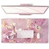 QiyI PU Leather Large Mouse Pad, Office Decor, 31.5″ x 15.7″, Rose Gold