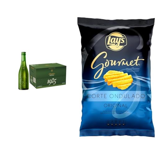Alhambra Reserva 1925, Pack de 24 Botellas x 33 cl, Cerveza Extra de Fermentación Lenta, 6.4% Alcohol + Lay's Gourmet Wavy 150 gramos
