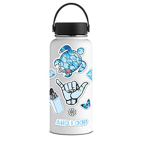 frost blue hydro flask with stickers