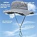 LLmoway Frayed Bucket Hats with Strap Wide Brim Cotton Sun Protection Foldable Floppy Hats for Women Fashionable Travel Grey
