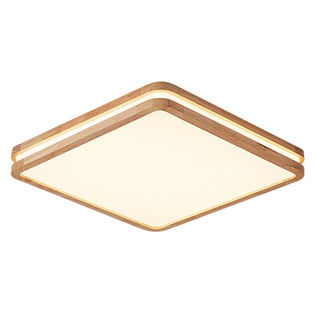 Trójkolorowa Lampa Sufitowa Z Funkcją Ściemniania Drewniane Kwadratowe Lampy Sufitowe LED Do Wnętrz Cienka Płaska Nowoczesna Oprawa Oświetleniowa Do Montażu Podtynkowego z Akrylowym Kloszem KNBVFHG