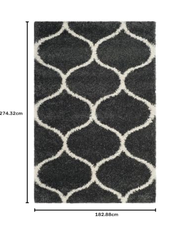 Image of Shaggy Floor Carpets for Living Room, Elegant Bed Side Runner, Modern Carpets for Bedroom, Pooja Room Carpet,Sofa Area Wedding Carpet,(6x9 Feet, Grey Ivory)