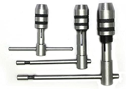 Tools T-Handle Tap Wrench Set of 3 Pieces Solid Collet Jaws - Holding Taps & Reamers
