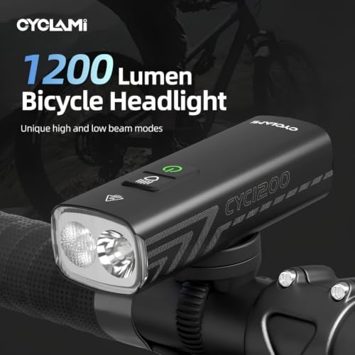 Image of Cyclami CYC-2200 Rechargeable Bicycle Front Light, USB Type-C Charging, IPX6 Waterproof (2200, Lumens)