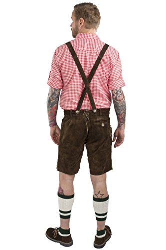 Schöneberger Men's Bavarian Lederhosen Brown - Oktoberfest Leather Trousers