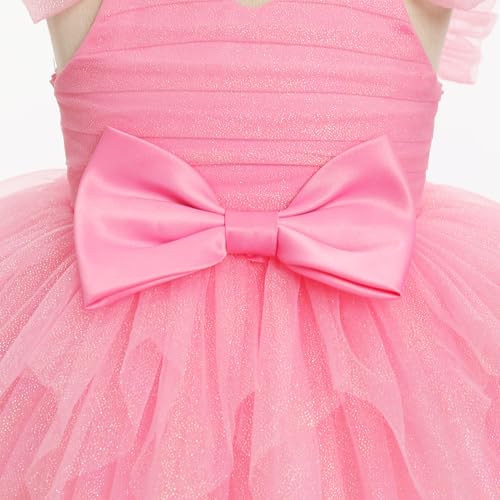 IDOPIP Toddler Girls Birthday Dresses Asymmetrical Ruffle Tulle Tutu Princess Birthday Party Dress Pageant Smocked Bow Gown4