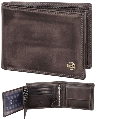 Fa.Volmer Leder Geldbörse Herren mit RFID-Schutz - extra-stabile Doppelnaht (9+4 Card - Basalt Grey)
