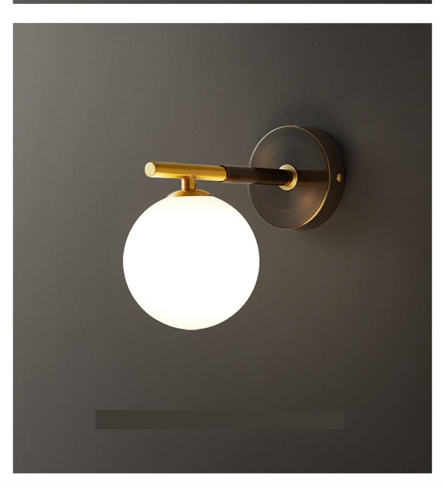 Applique murale vintage nostalgique boule de verre blanche applique murale intérieure cuivre applique murale allée lampe murale for chevet chambre salon étude balcon lecture couloir escaliers (