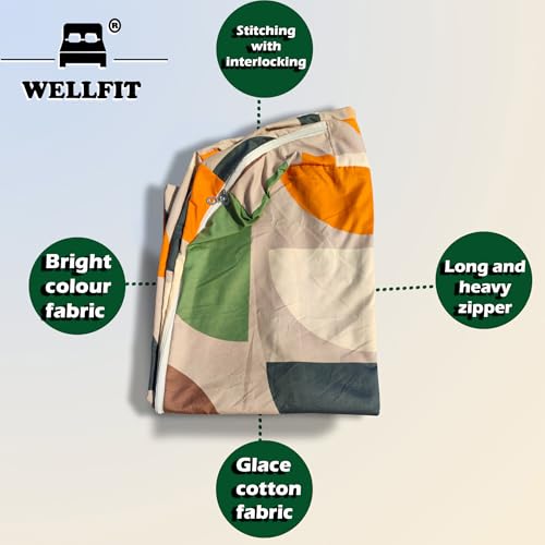 Image of WELLFIT Premium Glace Cotton 300 TC Mattress Cover /Protector for Double Size Bed with Zip /Chain /4x6 ft / 48x72x6 inch