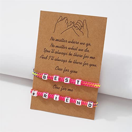 ST.REGION Juego de pulsera ajustable con mensajes estimulantes arcoíris rosa y azul, poliéster / acrílico, Sin piedras preciosas