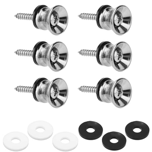 6 Pcs Guitar Strap Button Locks with Anti-Slip Washers & Screws, Alloy Strap Locks Pins Anti...