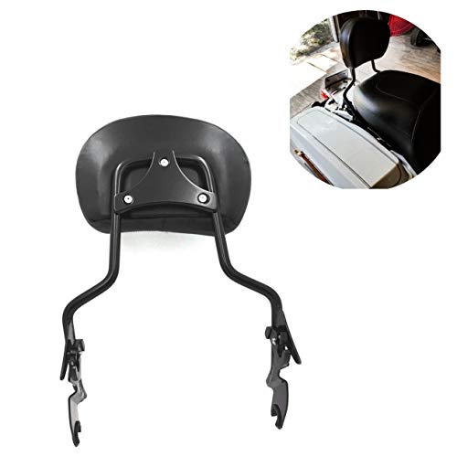 HTTMT MT501-005-BK Adjustable Black Backrest Sissy Bar with Pad Compatible with ALL YEAR Harley Davidson Touring Road King Street Glide (Need Docking Compatible with Install Sold Separately)