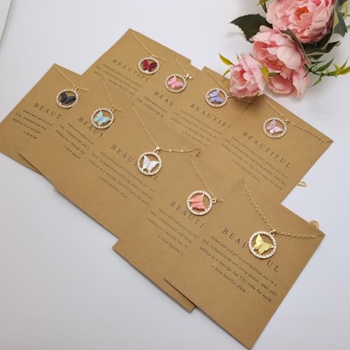 Butterfly Necklaces for Women 9Pcs Colorful Butterfly Necklace Set Butterfly Pendant Necklace Trendy Chain Necklace4