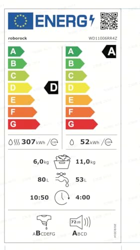 roborock Zeo X Intelligenter Waschtrockner mit APP-Steuerung, Zeo-Cycle-Trocknungstechnologie, berührungsempfindliches Bedienfeld, 11 kg Waschen, 6 kg Trocknen, 27 Programme, LintClear-Selbstreinigung