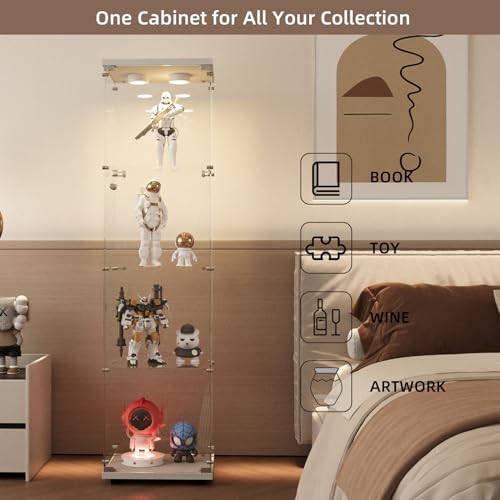 Image of Beauty4U Glass Display Cabinet with 13-Color LED, 4-Tier Curio Cabinet