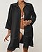 Bsubseach Swimsuit Coverup for Women Button Down Bathing Suit Cover Up Ruffle Hem Summer Beach Shirt Dresses with Pocket Black M