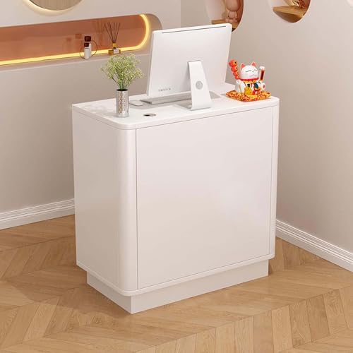Mostrador de Recepción Moderno, Contador de Recepción Mesa de Minorista con Cajón con Cerradura, Mostrador De Caja Mesas de Recepción Pequeño para Oficina, Tienda o Salón