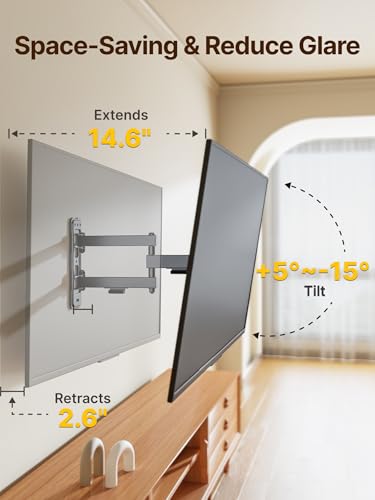 Image of monTEK Full Motion TV Wall Mount Bracket for Most 13-43 Inch LED LCD Flat Screen TVs & Monitors, Swivel Tilt Extension Rotation with Articulating Arms, TV Mount Max VESA 200x200mm, up to 44lbs
