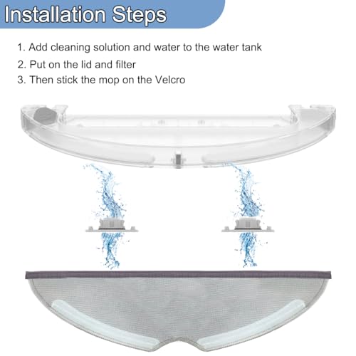 EATBALE 15 Pcs Replacement Parts for Xiaomi Roborock S50 S51 S55 S6 Robot Vacuum Cleaner 1 Water Tank 2 Mop Cloths 12 Water Tank Filters Microfiber Mopping Pad Wipe Universal Accessories Kit - Image 5