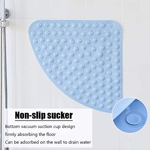 Bath Mat Non-Slip Tub Shower Mats Bathtub Mat For Adult Kids, Bath Tub Mat, Safety Pvc Sucker Fan-Shaped Rug Triangle Bathroom Accessories Bath Mat For Shower Pad Carpet (Beige, 27.5" X 27.5") #TOP2