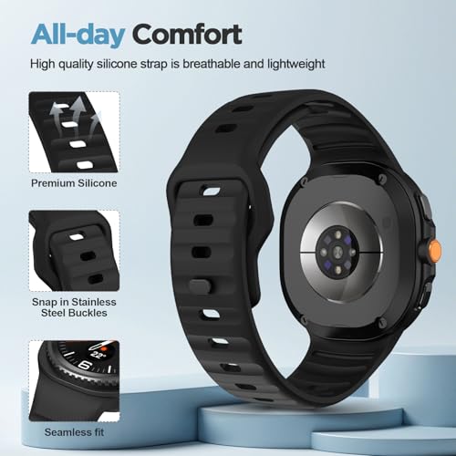 Image of XMUXI Compatible with Samsung Galaxy Watch 9 /8 Strap 44mm 40mm, Silicone Sport Breathable Bands for Galaxy Watch 8 Classic Straps 46mm (No Watch)