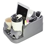 Keyiduid Center Console for Cars, Car Console Organizer with 2 Drink Holder, Console Adjustable Cup Holder for Trucks, Floor Console for Truck, Minivans, Suvs, Vehicle Organizer (Grey)