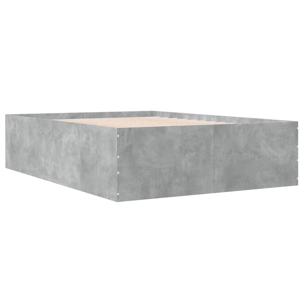 vidaXL Bed Frame, Bed Base for Bedroom Guest Room, Mattress Foundation for Double Bed, Bedstead, Concrete Grey 135x190 cm Double Engineered Wood — image 1