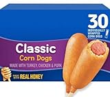 Classic Corn Dogs with traditional batter Frozen, Batter is made with real honey, Quick and easy to prepare snack 30 ct. 5 pound