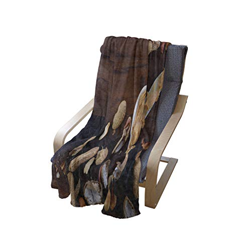Ambesonne Peanut Butter Throw Blanket, Crunchy Peanut Butter In White Heart Shape Dish On Vintage Table, Flannel Fleece Accent Piece Soft Couch Cover For Adults, 50" X 70", Brown Pale Brown Grey #TOP3