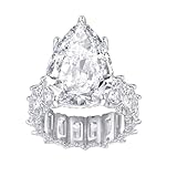 Mutian S925 sterling silver ring Pear-shaped CZ cubic zirconia or gold-plated sterling silver princess square cut ring, gift engagement wedding ring