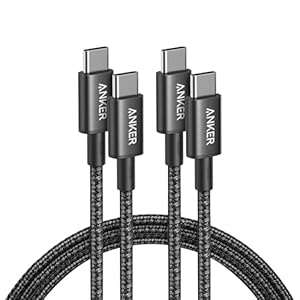 Anker Cable USB C a USB C, paquete de 2 cables de carga tipo C de 5.9 ft de 6 pies (5.9 ft), carga rápida para iPhone 17 Series, MacBook Pro 2020, Pixel y más (negro, no para salida de video)
