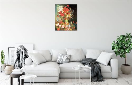 Toile Van Gogh vase avec bleuets coquelicots 76x101 cm pour salon - 5