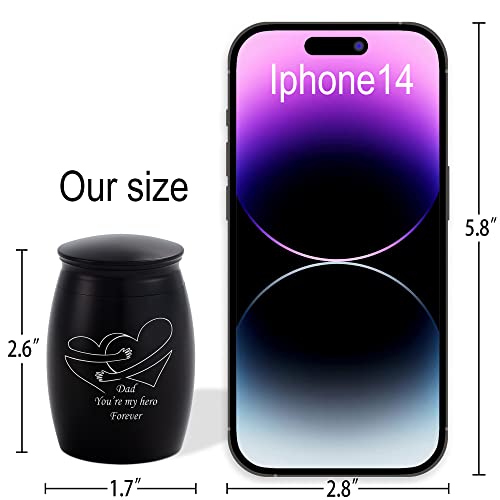Image of Small Sharing Urn - Mini Metal Cremation Urn for Human Ashes | Mini Memorial Urn for Adult Men /Dad /Father, Aluminum Decorative Funeral Urn (2.7x1.7 Inch )