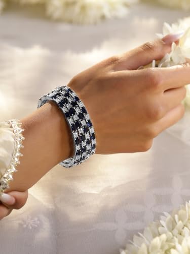 Image of Rubans Bangles Set of 4 American Diamond Zirconia Stylish Trendy Jewellery Gift for Women & Girls