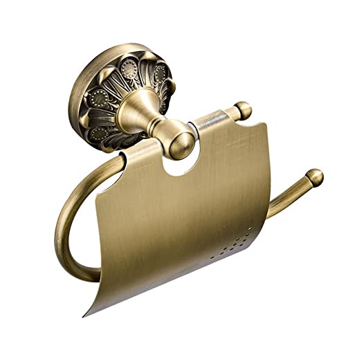Toilet Paper Holder Toilet Paper Holder, Wall Mounted Vintage Classic Bathroom Antique Brass Roll Tissue Box, Bathroom Accessories Wall Mounted (Color : A) (B)