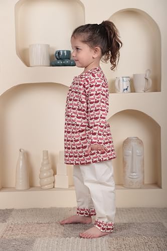Image of POLKA TOTS 100% Cotton Traditional Nightwear Kurta Pyjama Set | Unisex Night Dress for Kids Girls & Boys | Summer Night Suits for Kids | Ethnic Indian Nightsuit | Cotton Night Suit Combo Set for Baby