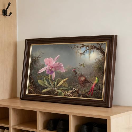Décoration murale bureau Orchidée et trois colibris tableau suspendre - 3