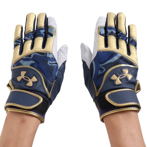 [A_[A[}[] UA UNDENIABLE PRO BATTING GLOVES Midnight Navy Gold Gold MD