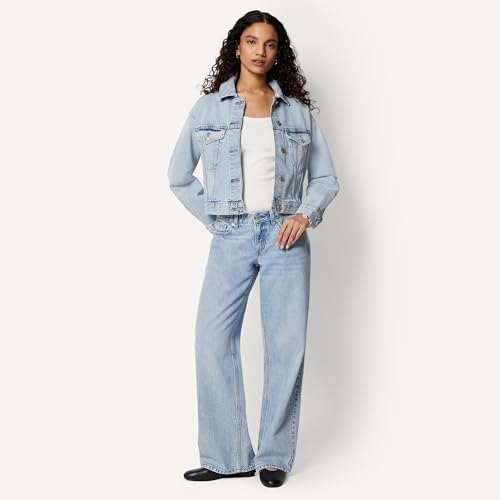 Image of Amazon Essentials Women's Low Stretch Relaxed-Fit Cropped Denim Jacket