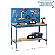 SimonRack Werkbank 400 kg Belastbarkeit, 144,5x91x61 cm, Große Arbeitsfläche Arbeitsfläche, Arbeitstisch, Holz-Arbeitsplatte, Blau/Holz - BT2