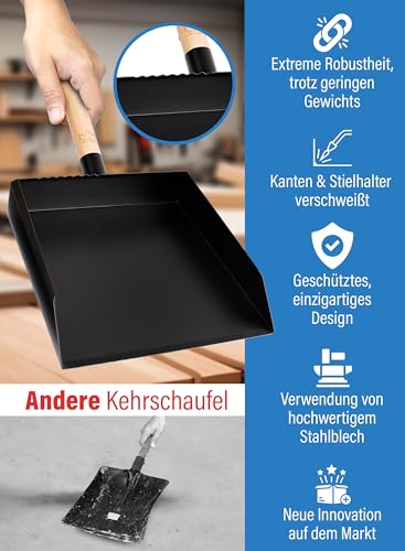 FEINER® | Kehrschaufel PRO® TM - 3160 | Robustes Kehrblech | Metall | Schwarz Pulverbeschichtet | Schaufel | Haus – Hof – Garten | Handwerk – Baustelle | Industrie- Handel.