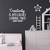 Vinyl Wall Art Decal - Creativity is Intelligence Having Fun - 17' x 21.5' - Modern Positive...