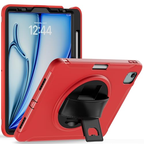 Coque iPad Air 5e génération antichoc robuste rouge avec porte-crayon intégré