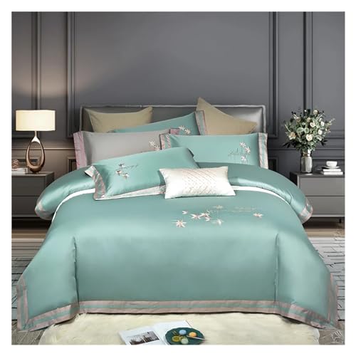 Drap en coton égyptien brodé 800tc : parure de lit haut de gamme Queen King