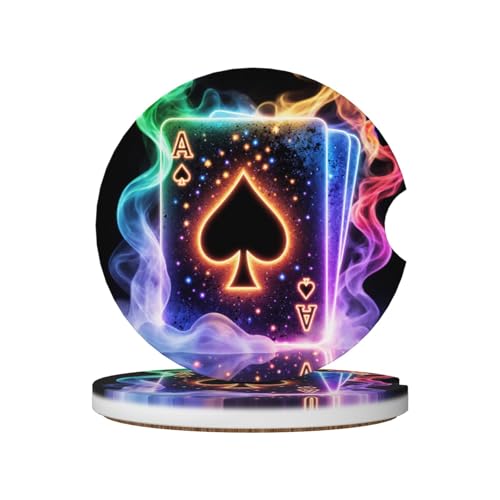 Juego de 2 portavasos cerámicos para auto con diseño de casino miniatura 1
