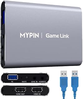 MYPIN 4K 60fps Audio Video HDMI Game Capture, Live Gamer Portable Pass-Through 4K