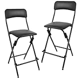 VENI HOME Taburete de bar plegable con respaldo, color negro (paquete