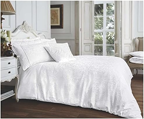 GC GAVENO CAVAILIA Super Soft Jacquard Duvet Covers Double, Easy Care Breathable Bedding Sets, Machine Washable Quilt Covers, Cream