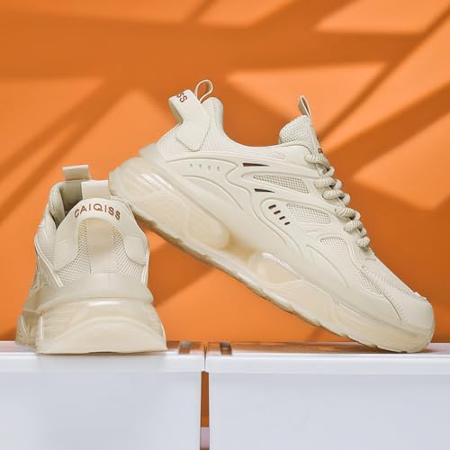 Image of Men's Chunky Sneakers: Mesh Breathable Upper, Air Cushion Sole, Sleek Structural Detailing-Trendy Casual Style for Daily Wear, Street Outfits & Urban Fashion Ensembles
